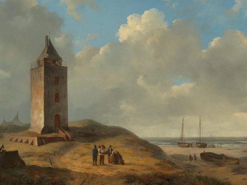 1802-Cornelis Gerrit Verburgh - In parte sulla spiaggia di Katwijk